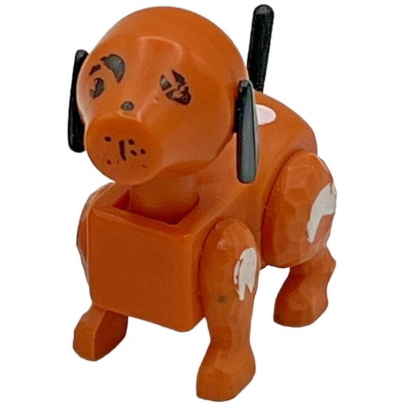 2 VTG Fisher Price Little People Farm BROWN & WHITE DOGS 1 Metal Rivet Dark Legs - Picture 6 of 8